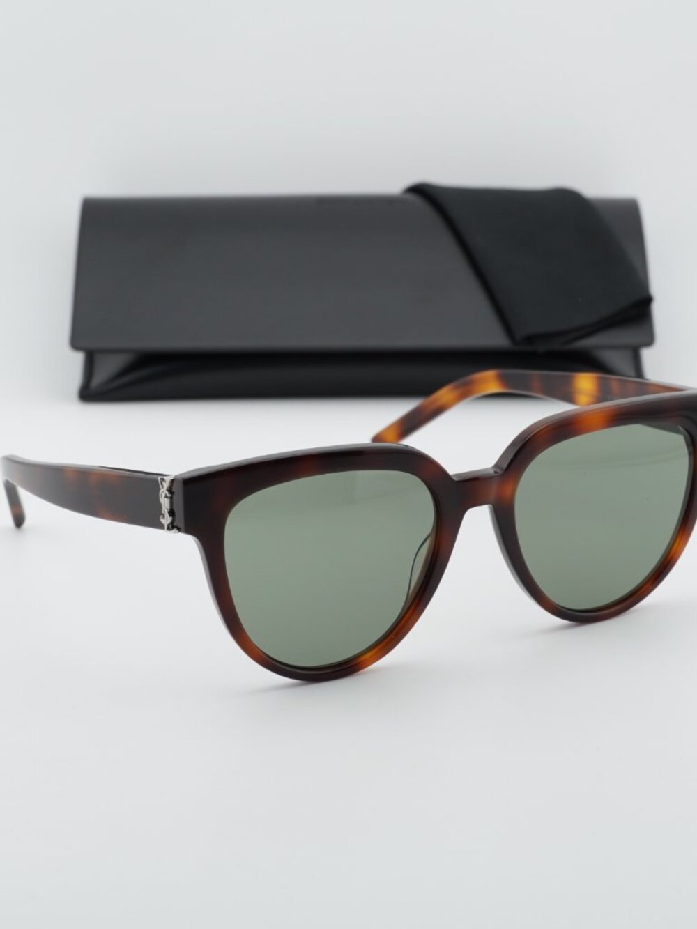 Saint Laurent SLM28 005 Cat Eye Sunglasses - Havana / Green - Picture 8 of 10